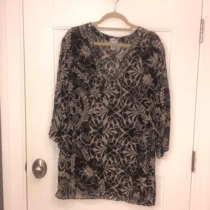 Chico’s 100% silk blouse with bejeweled neckline